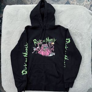 Divided H&M Mens Cartoon Network Rick and Morty Pullover Black Hoodie Size L